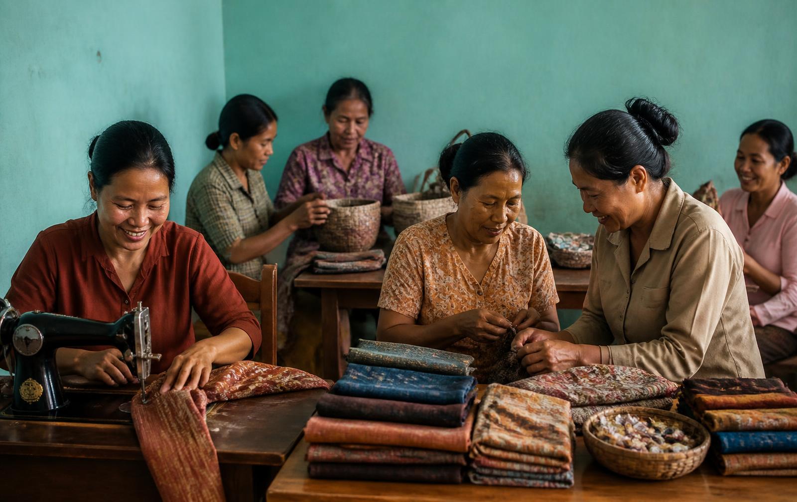 Migrant women taking part in a vocational and enterprise skills workshop run by Hope of Life in Northern Thailand